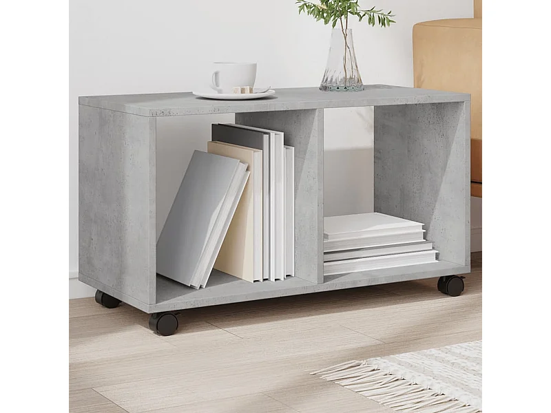 Mobiletto con ruote grigio cemento 72x33x42,5 cm in legno ingegnerizzato