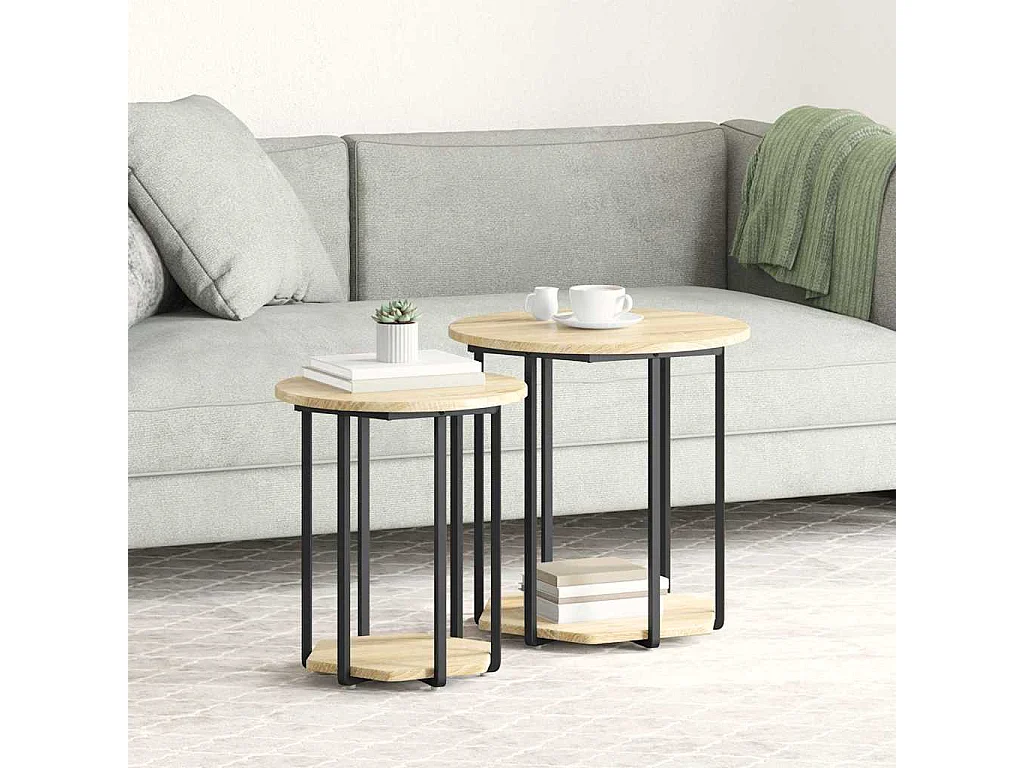 Ensemble de tables d'appoint 2 pcs Chêne Sonoma et noir