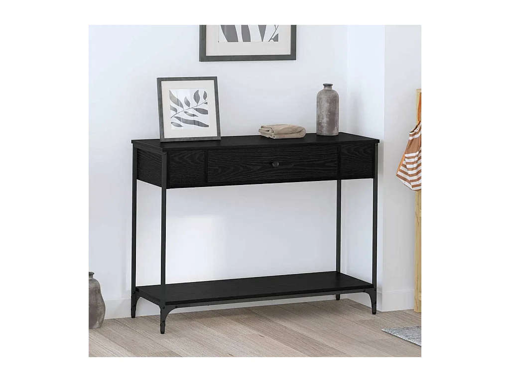 Table console Chêne noir 100 x 34.5 x 75 cm Bois d'ingénierie