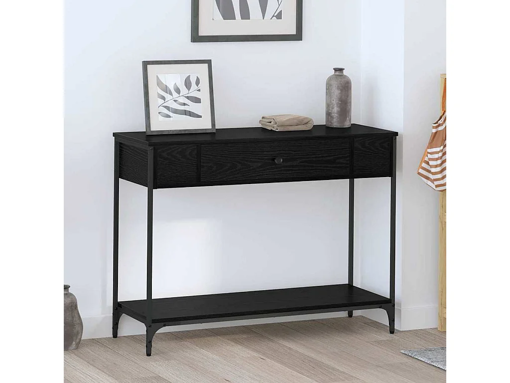 Table console Chêne noir 100 x 34.5 x 75 cm Bois d'ingénierie