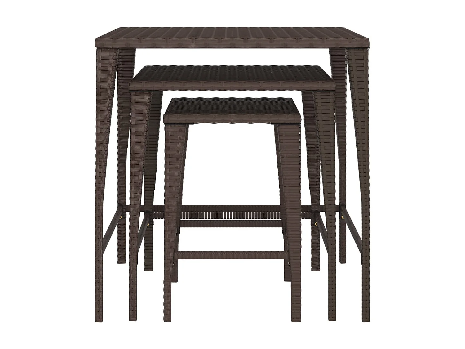 Mesas nido de 3 piezas en mimbre de resina marrón