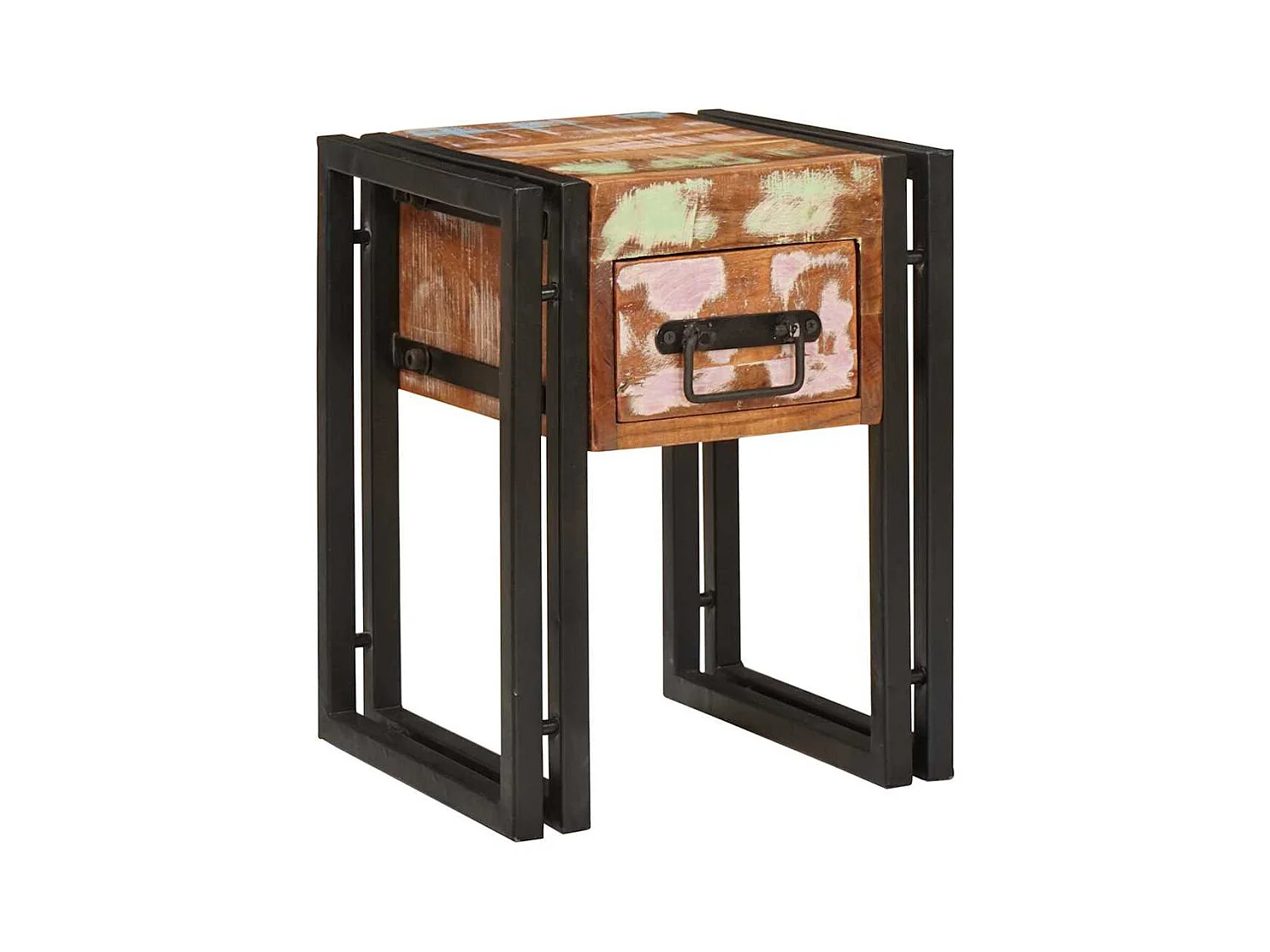 Table d'appoint 30 x 30 x 40 cm Bois recyclé massif et métal