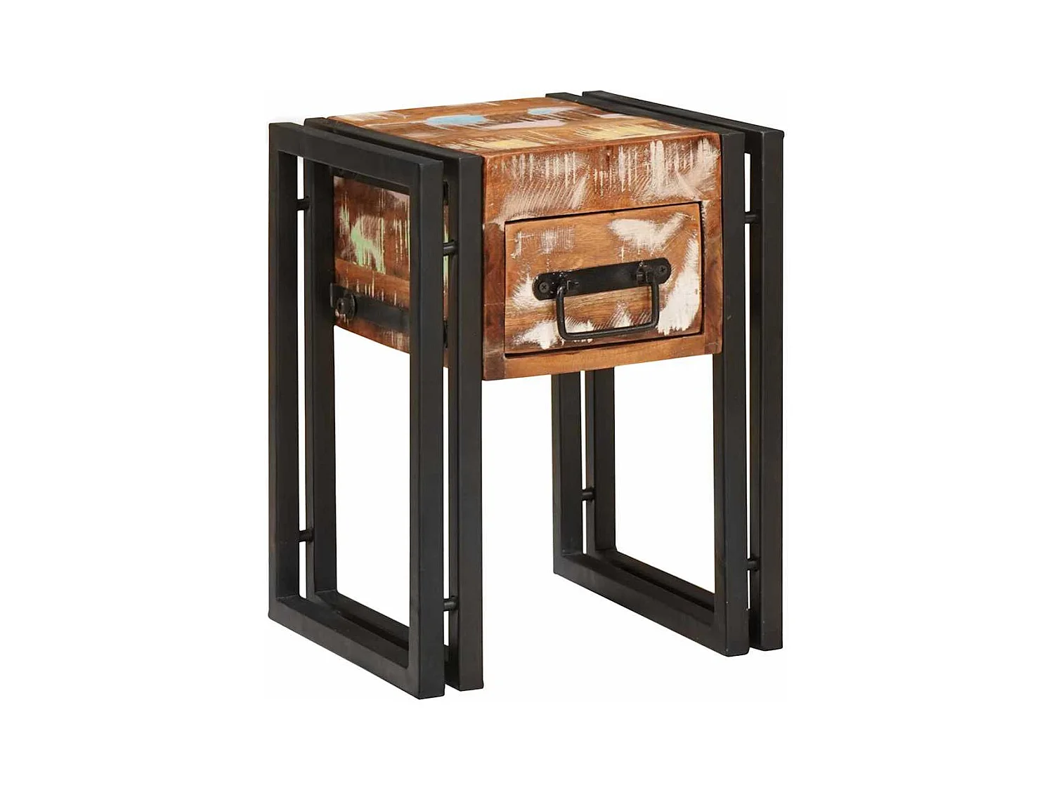 Table d'appoint 30 x 30 x 40 cm Bois recyclé massif et métal