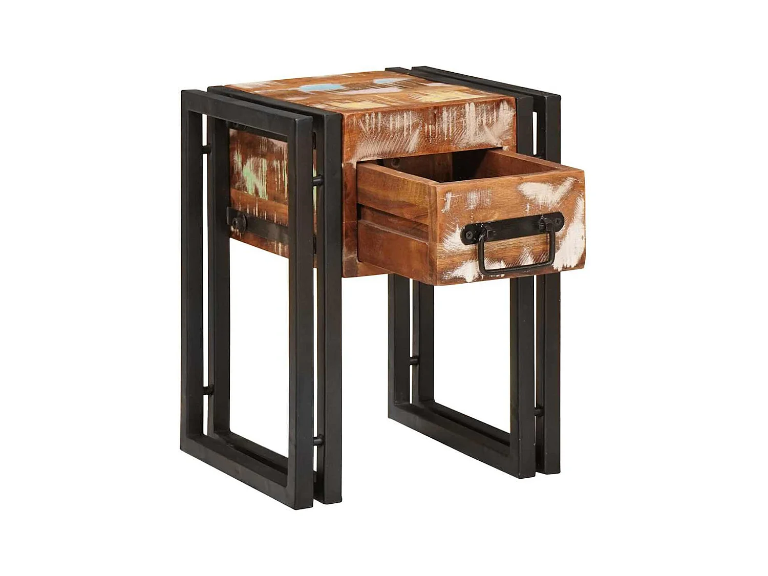 Table d'appoint 30 x 30 x 40 cm Bois recyclé massif et métal