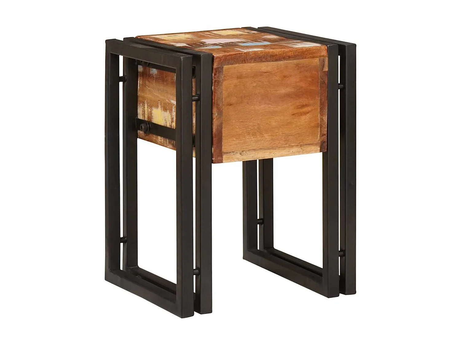 Table d'appoint 30 x 30 x 40 cm Bois recyclé massif et métal