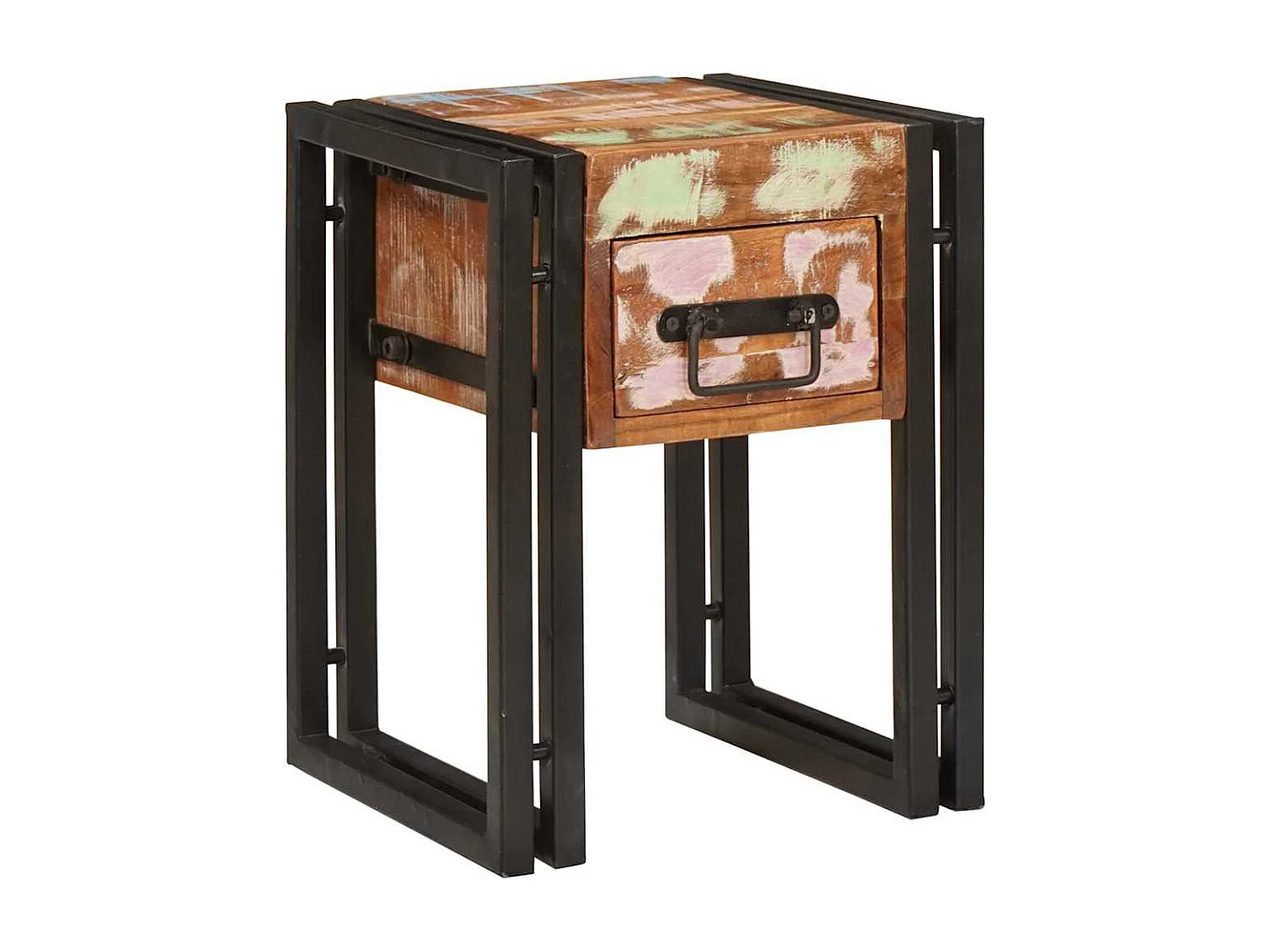 Table d'appoint 30 x 30 x 40 cm Bois recyclé massif et métal