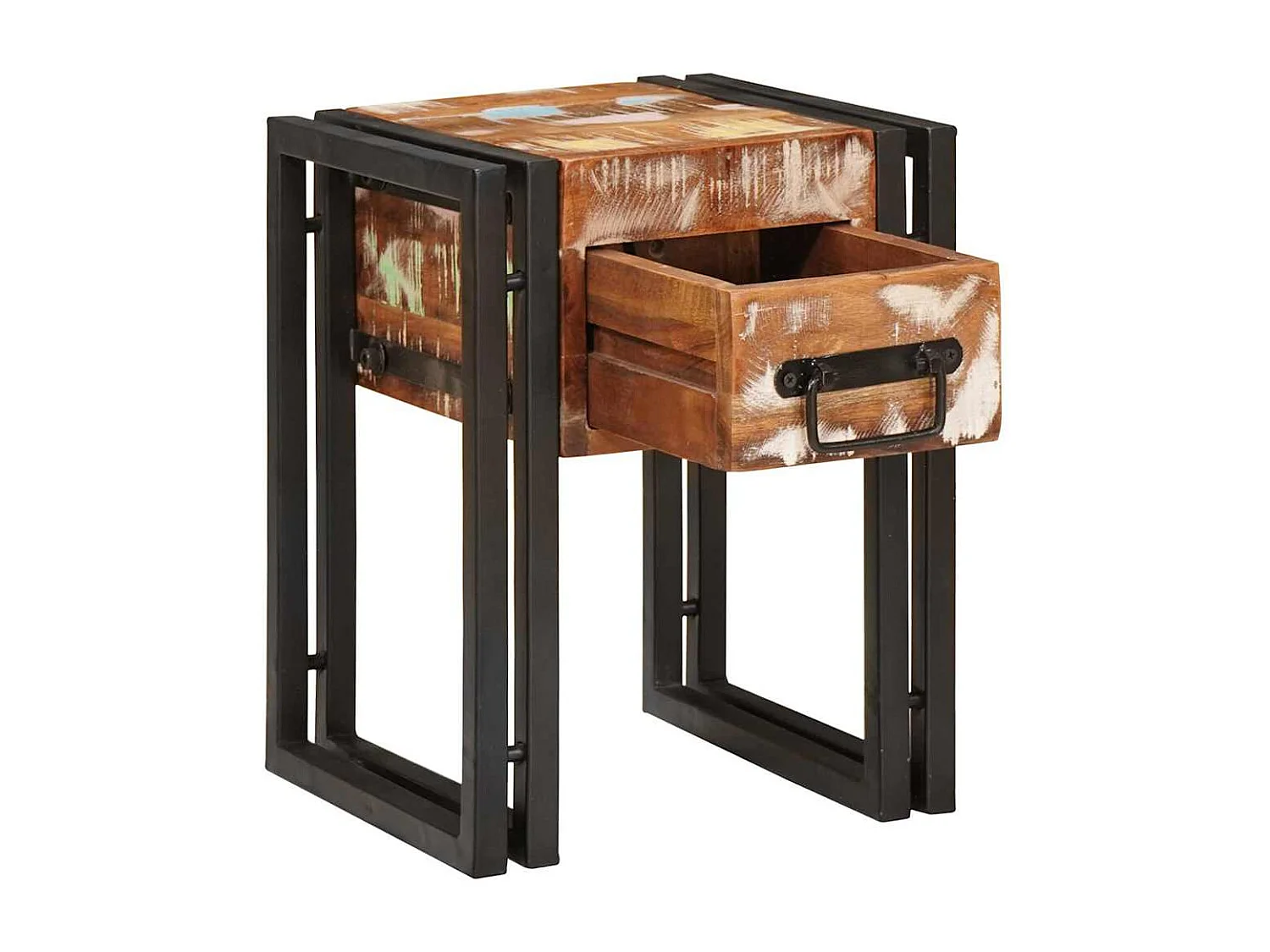 Table d'appoint 30 x 30 x 40 cm Bois recyclé massif et métal