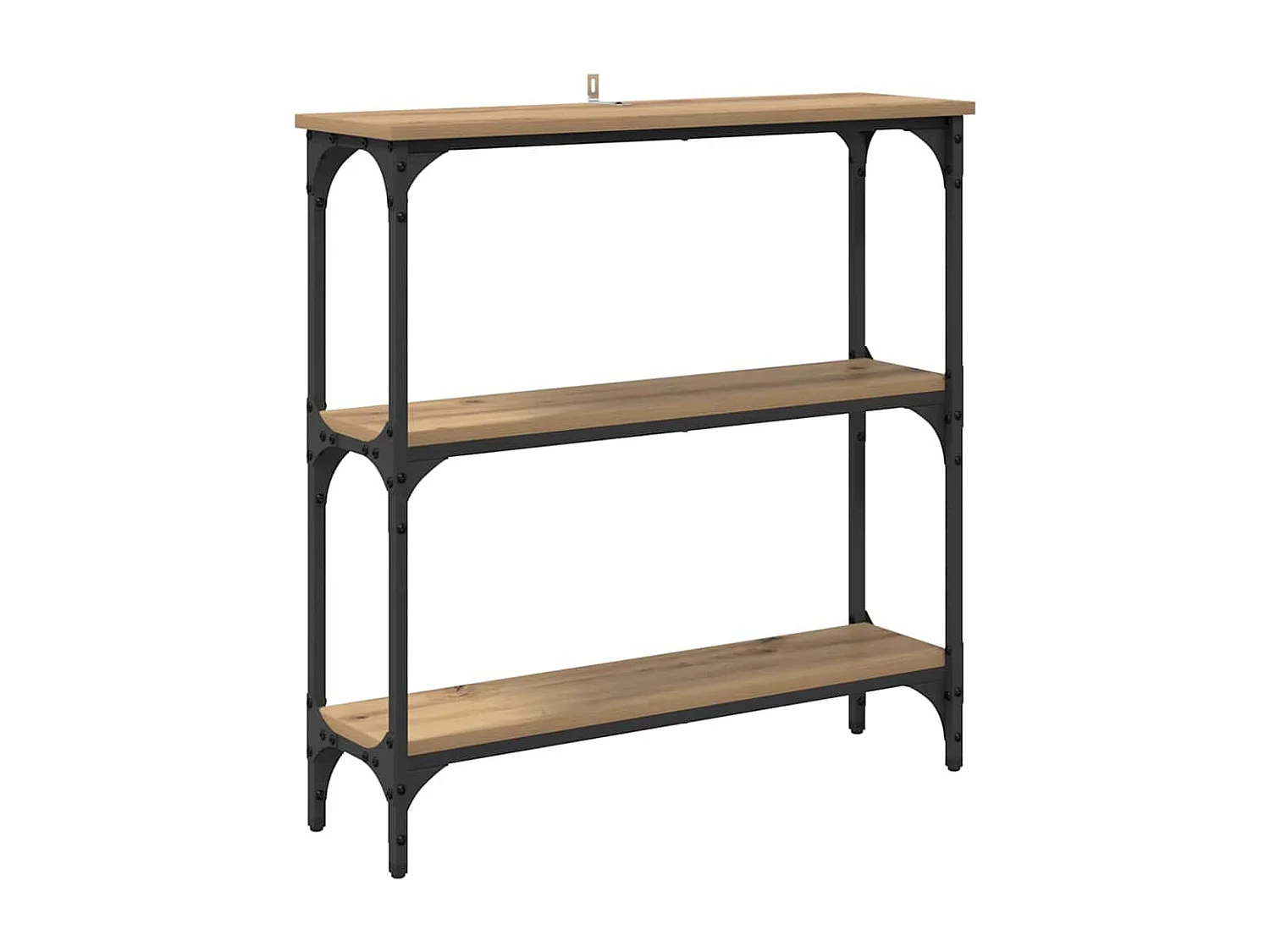 Consolle con ripiano, rovere lavorato a mano, 75 x 22,5 x 75 cm