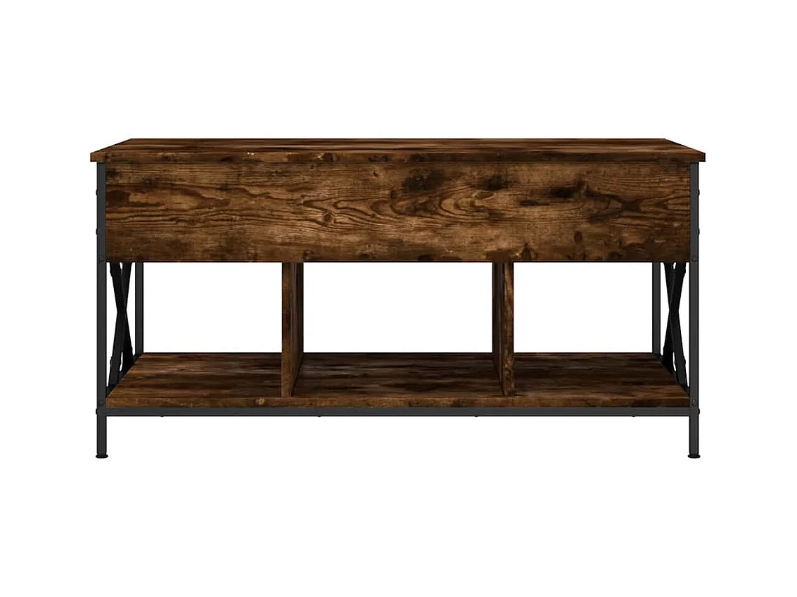 Tavolino da caffè in rovere affumicato 100x55x50 cm in legno ingegnerizzato e metallo