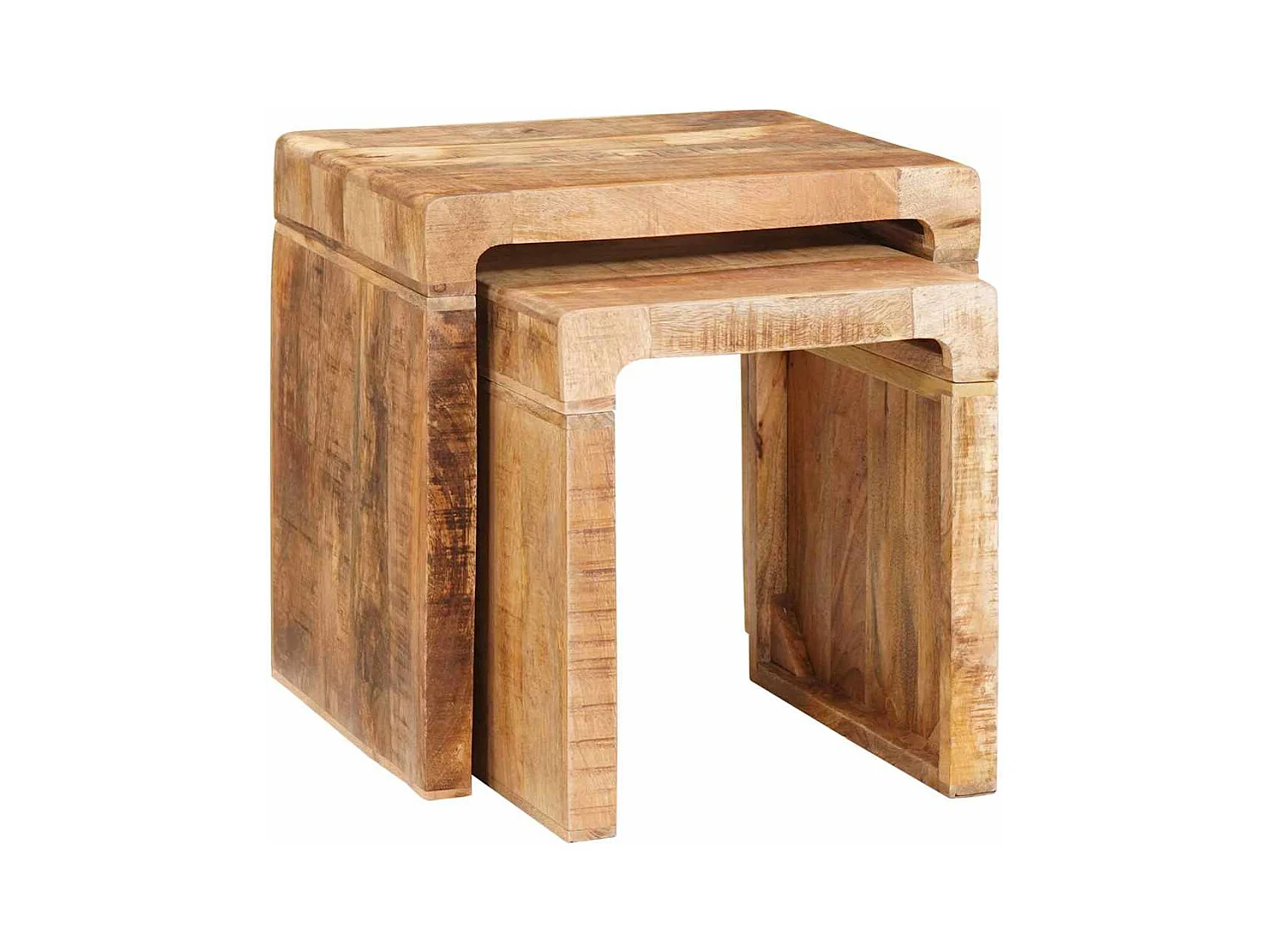 Tavolini laterali marroni in legno massello di mango