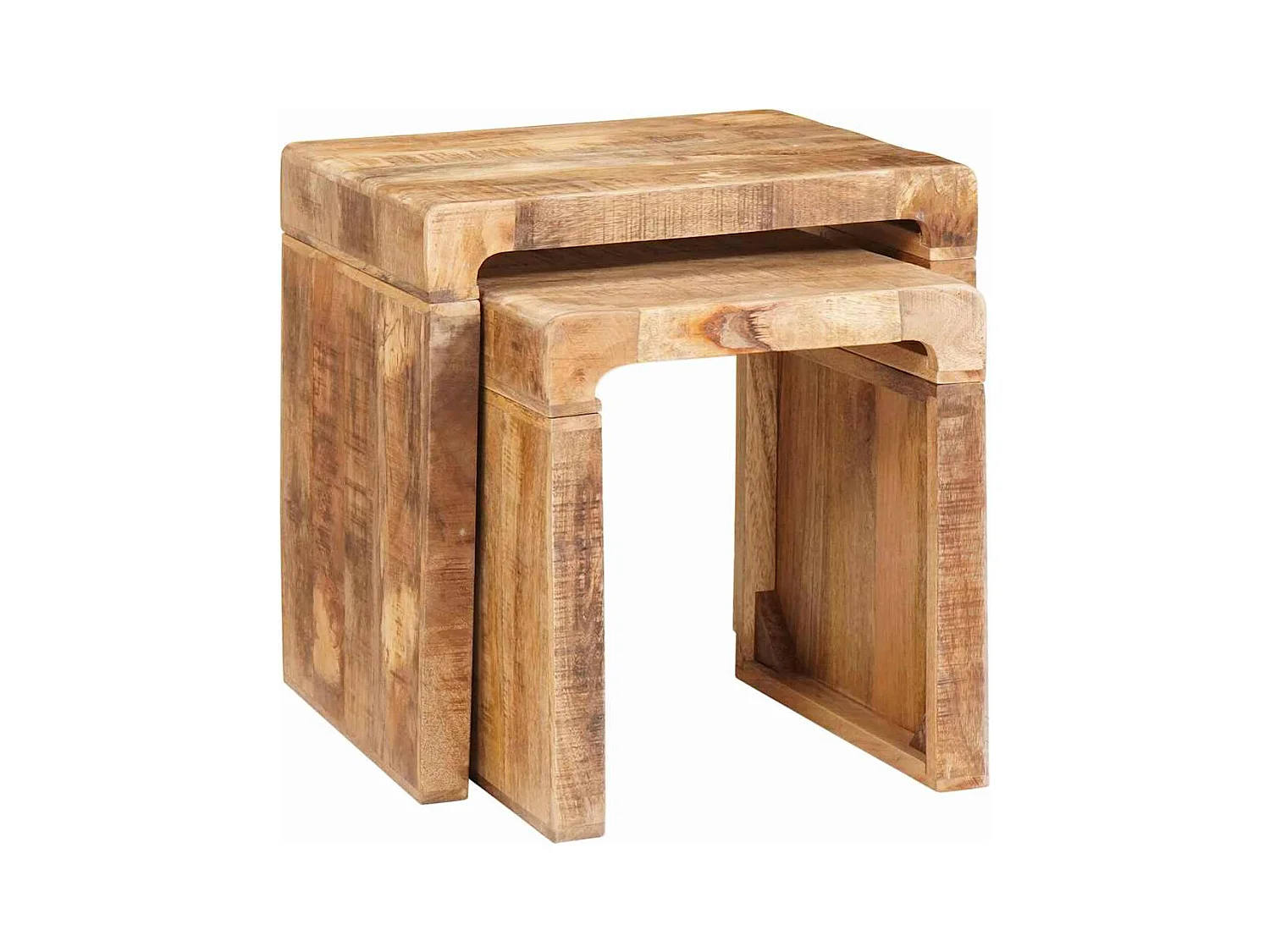 Tavolini laterali marroni in legno massello di mango