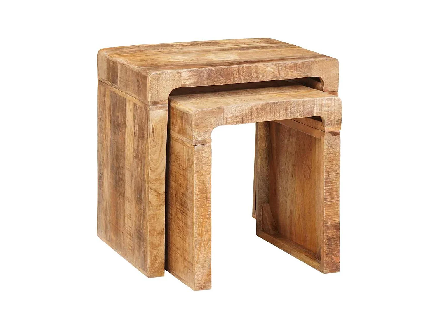 Tavolini laterali marroni in legno massello di mango