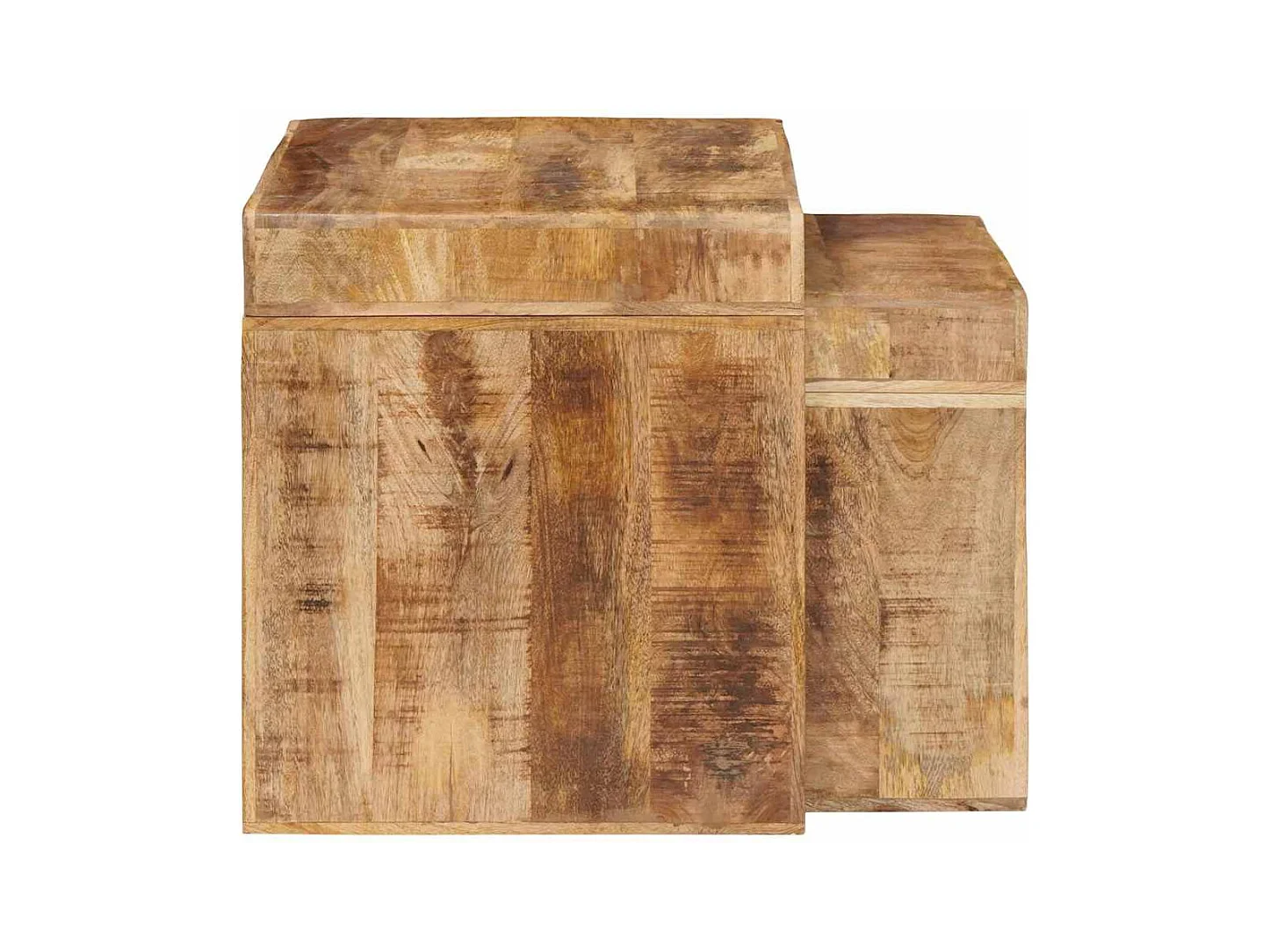 Tavolini laterali marroni in legno massello di mango