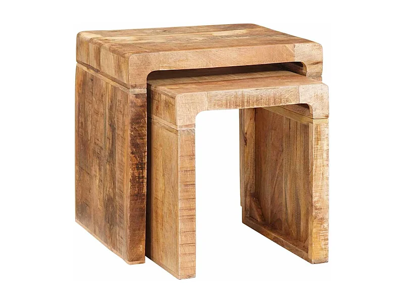 Braune Beistelltische aus massivem Mangoholz