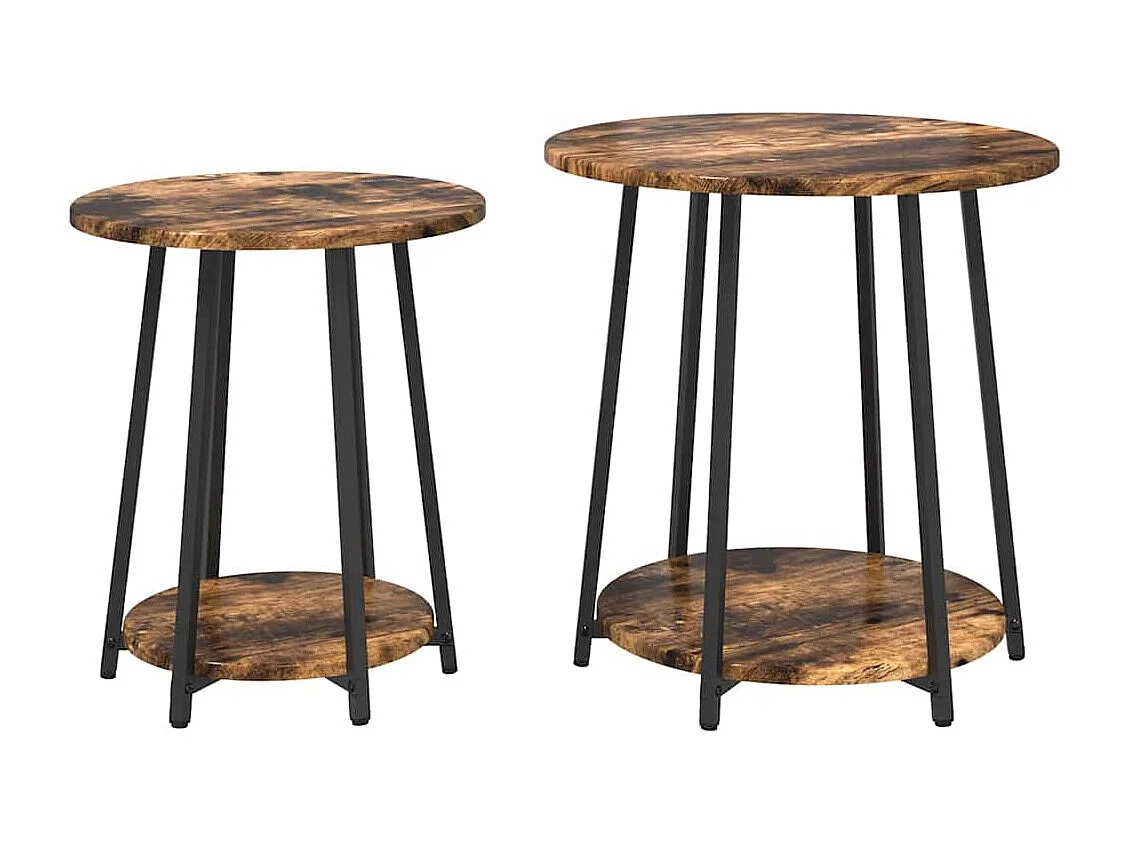 Ensemble de tables d'appoint 2 pcs Chêne fumé et noir