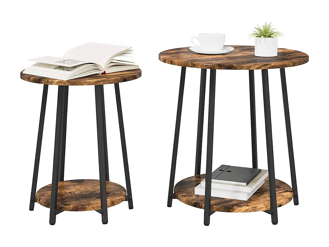 Ensemble de tables d'appoint 2 pcs Chêne fumé et noir