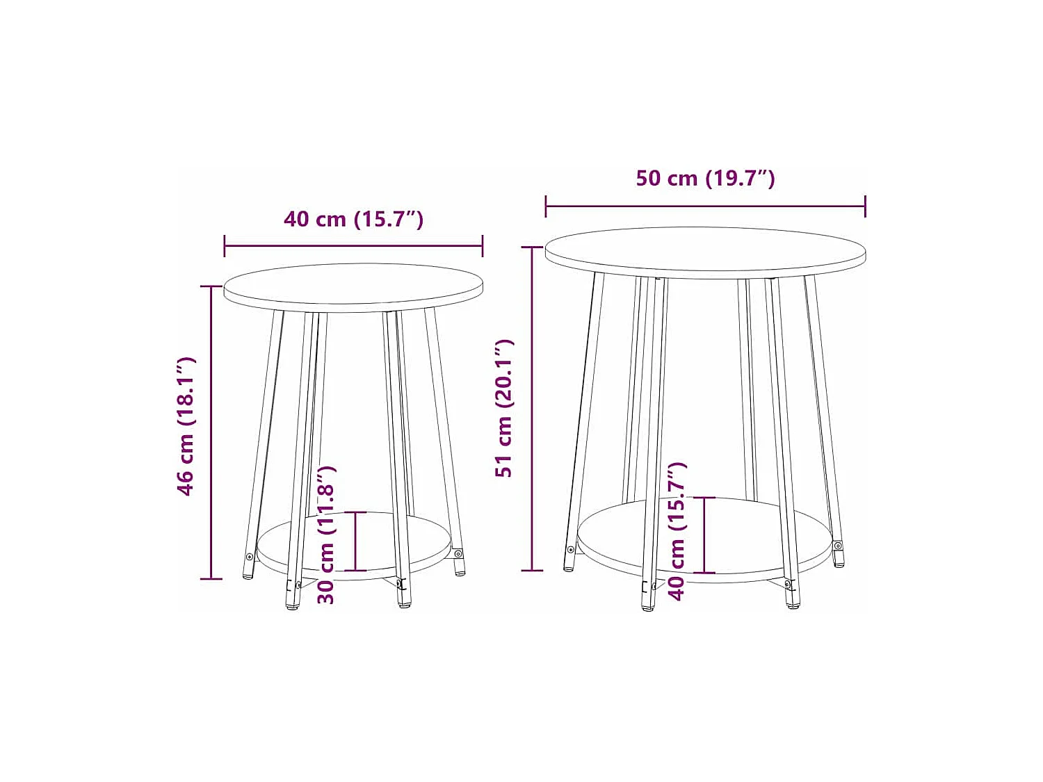 Ensemble de tables d'appoint 2 pcs Chêne fumé et noir