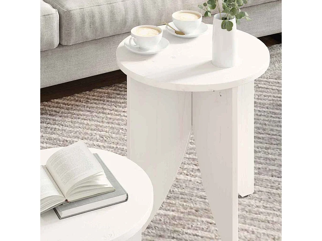 Table basse 2 pcs Blanc 41,5 x 41,5 x 44 cm Bois massif en pin