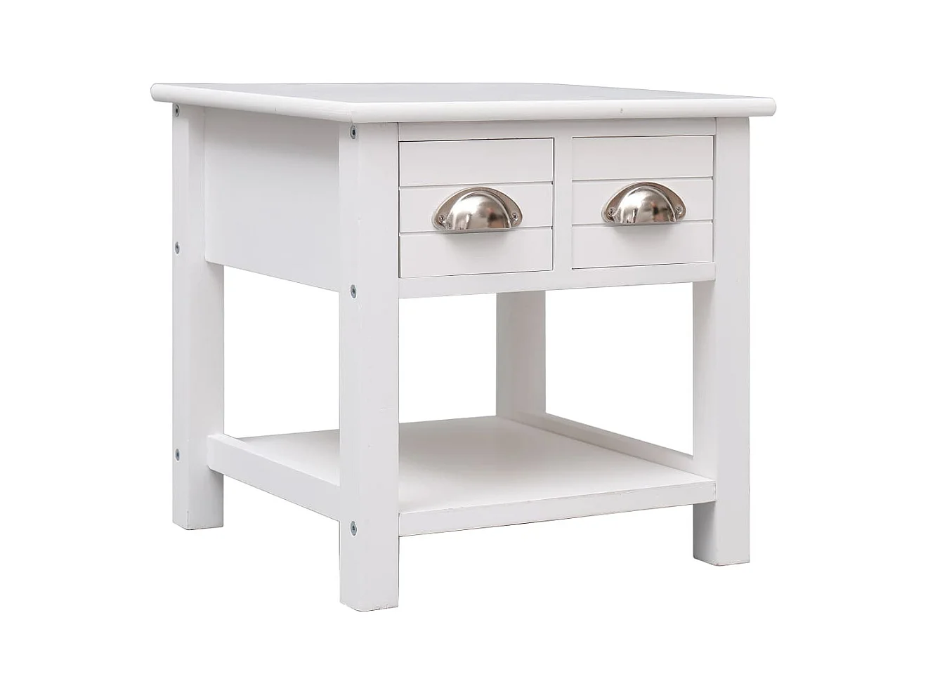 Tavolino laterale Bianco 40x40x40 cm Legno di Paulownia