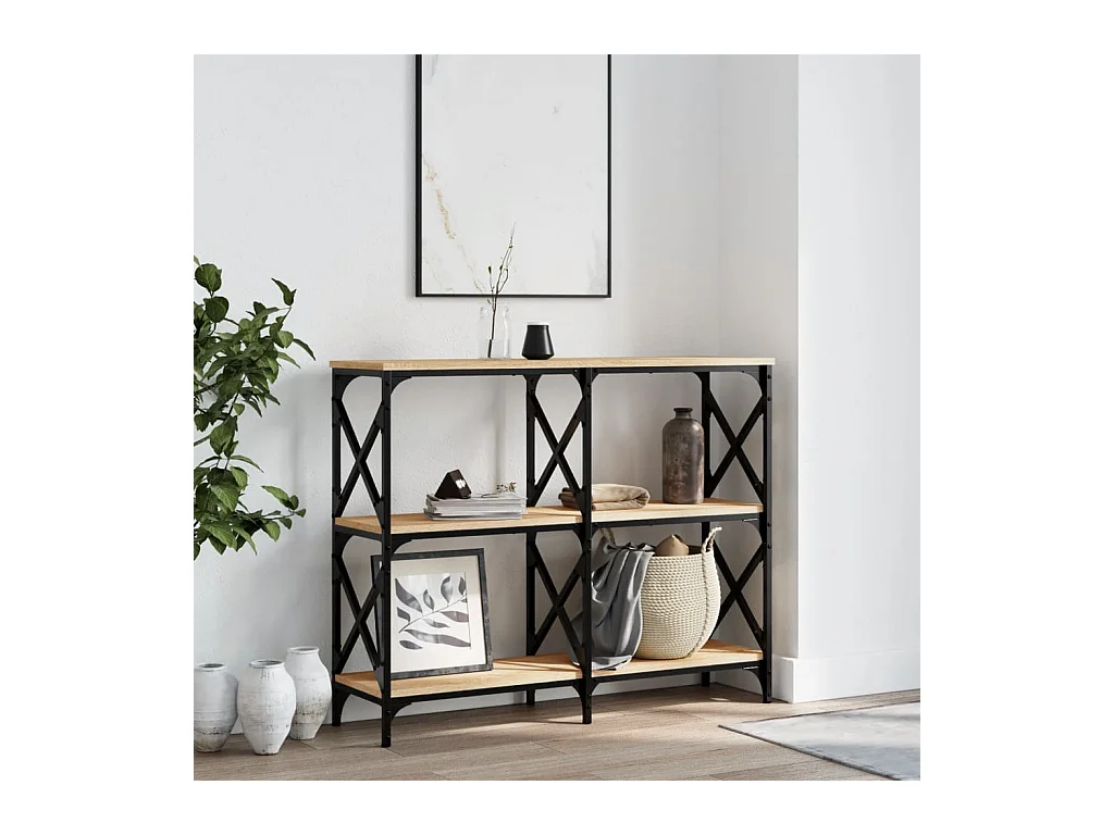 Table console chêne sonoma 100x28x80,5 cm bois d'ingénierie