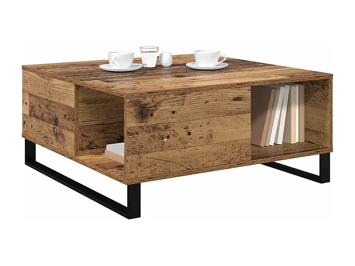 Tavolino da caffè in legno antico 80 x 80 x 36,5 cm Legno ingegnerizzato