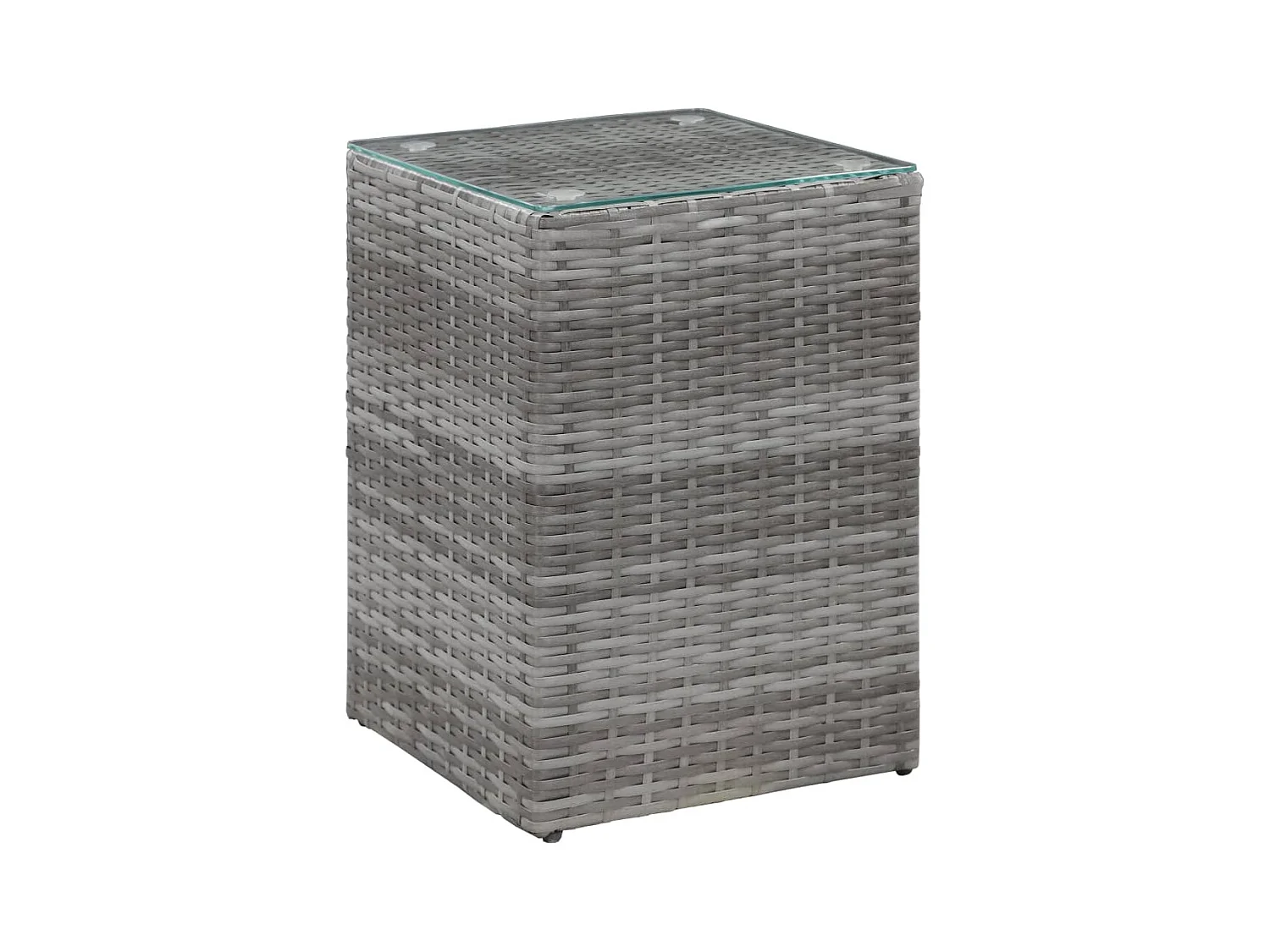 Tavolini laterali in 3 pezzi con piano in vetro in polyrattan grigio