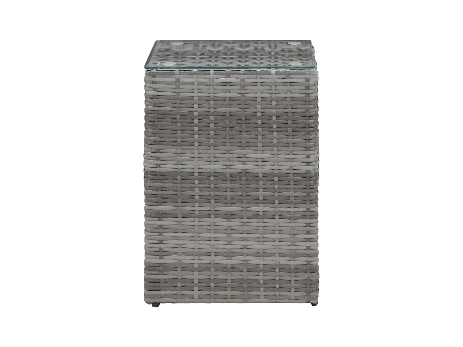 Tavolini laterali in 3 pezzi con piano in vetro in polyrattan grigio