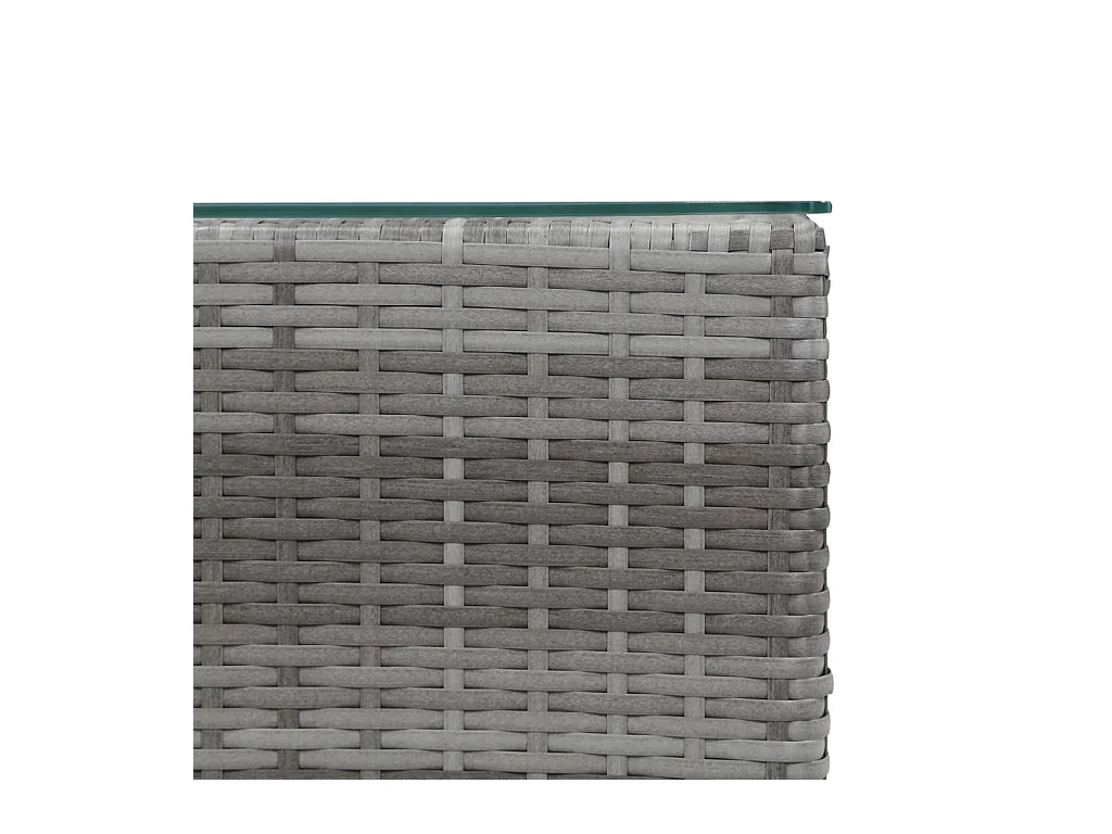 Tavolini laterali in 3 pezzi con piano in vetro in polyrattan grigio