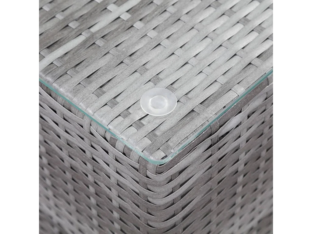 Tavolini laterali in 3 pezzi con piano in vetro in polyrattan grigio