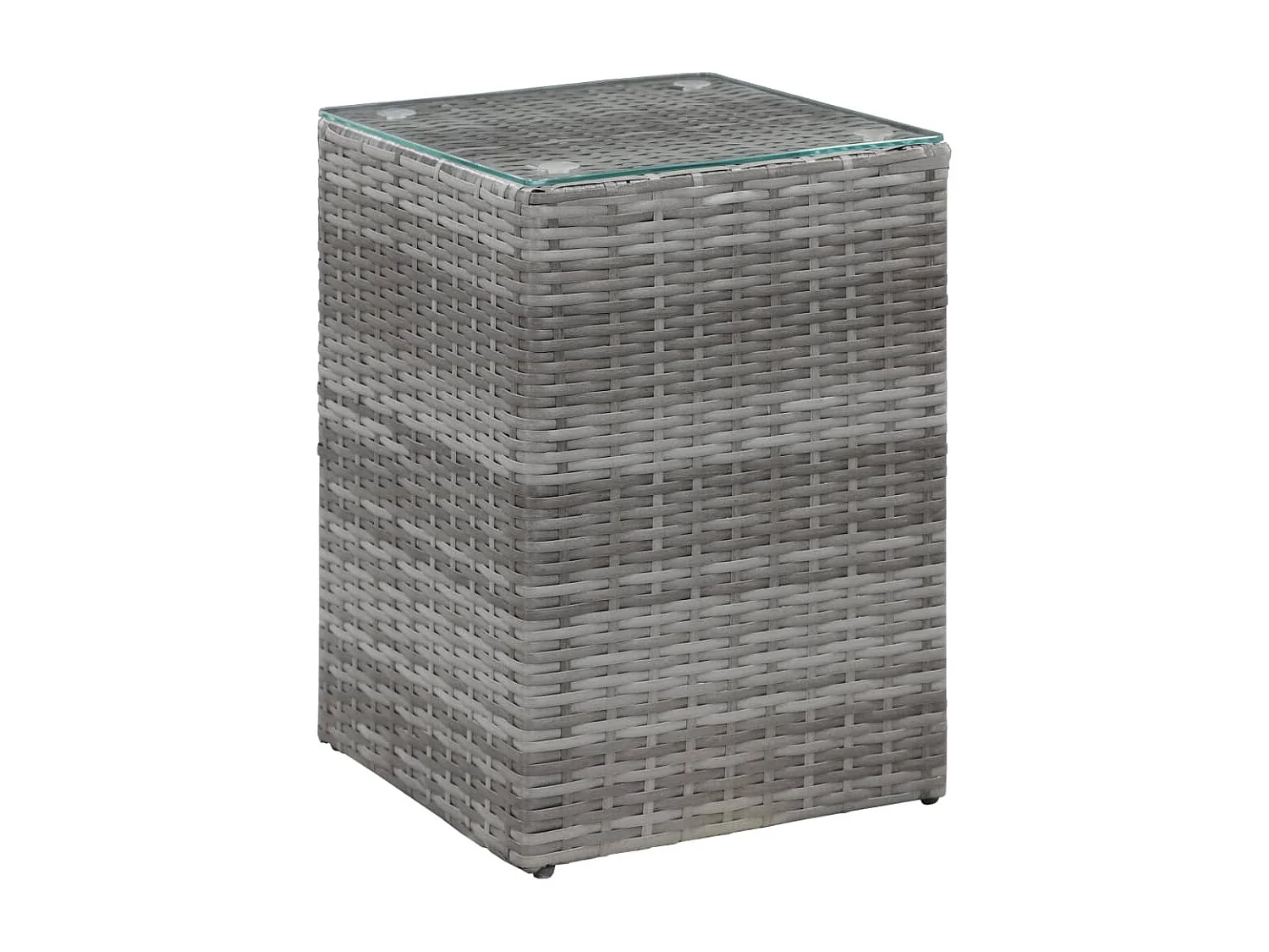 Tables d'appoint 3 pcs et dessus en verre Gris Résine tressée