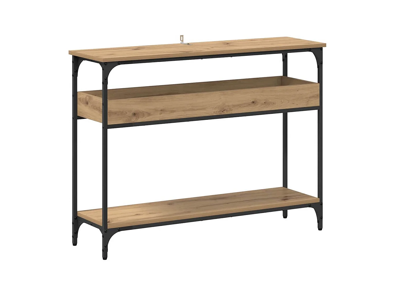 Tavolo consolle con ripiano, rovere lavorato a mano, 100 x 29 x 75 cm