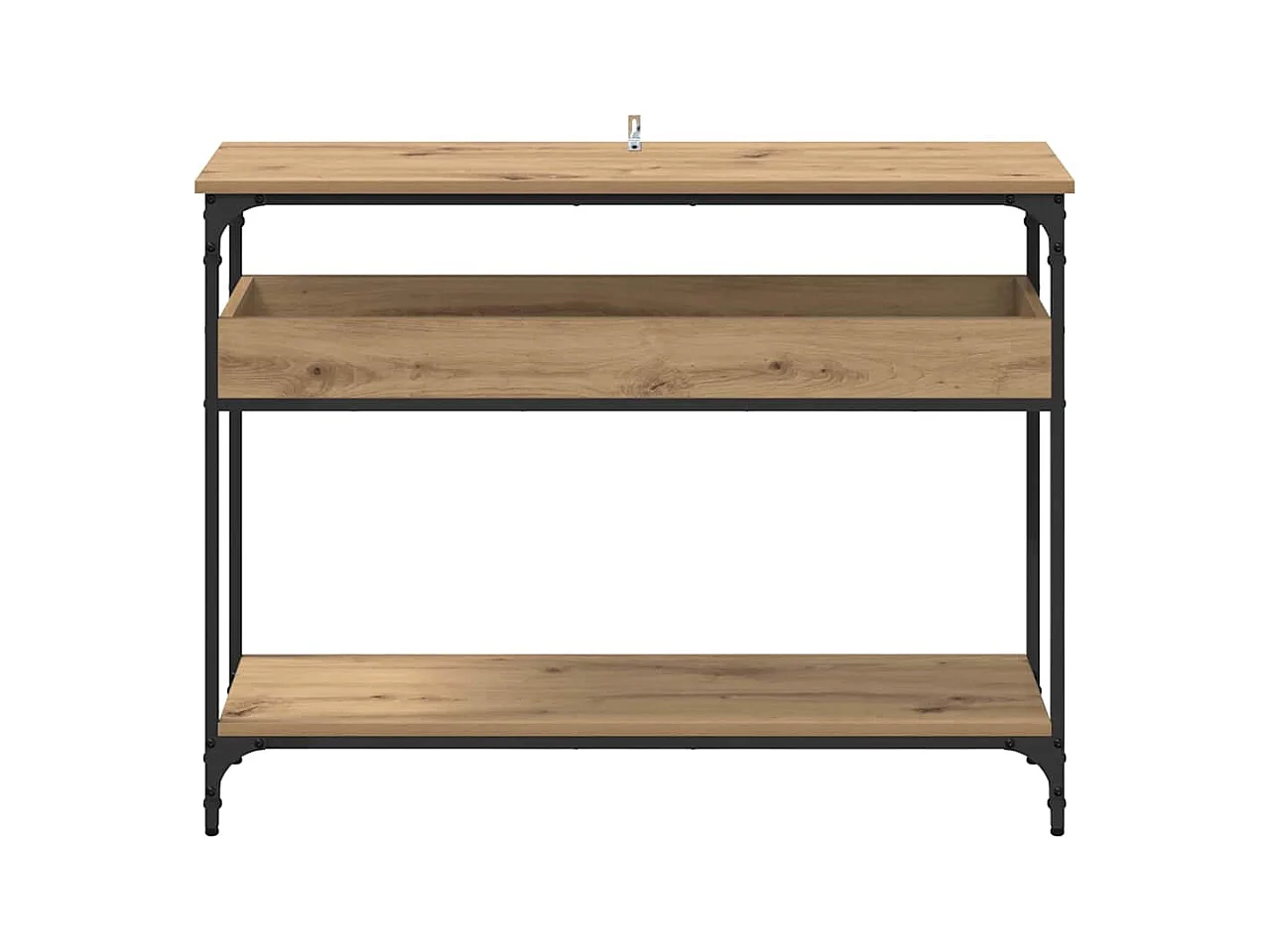 Tavolo consolle con ripiano, rovere lavorato a mano, 100 x 29 x 75 cm