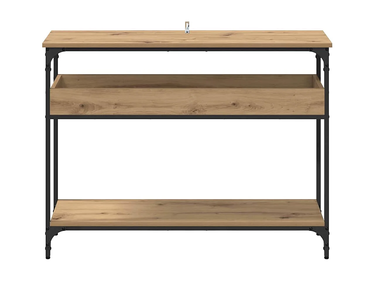 Consoletafel met plank, handgemaakt eikenhout, 100 x 29 x 75 cm