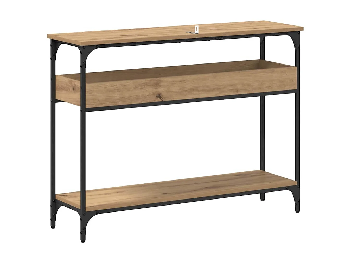 Consoletafel met plank, handgemaakt eikenhout, 100 x 29 x 75 cm