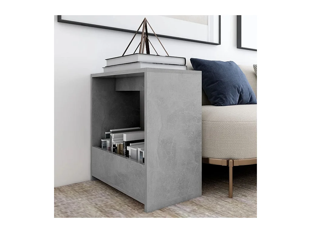 Mesa auxiliar de madera de ingeniería gris hormigón 50x26x50 cm