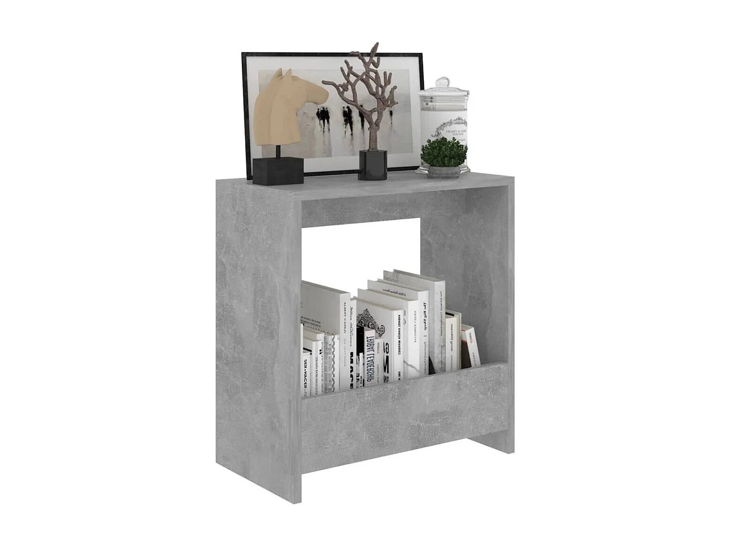 Table d'appoint gris béton 50x26x50 cm bois d'ingénierie