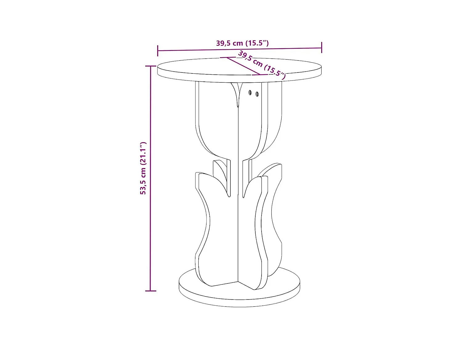 Table d'appoint Naturel 39.5 x 39.5 x 53.5 cm