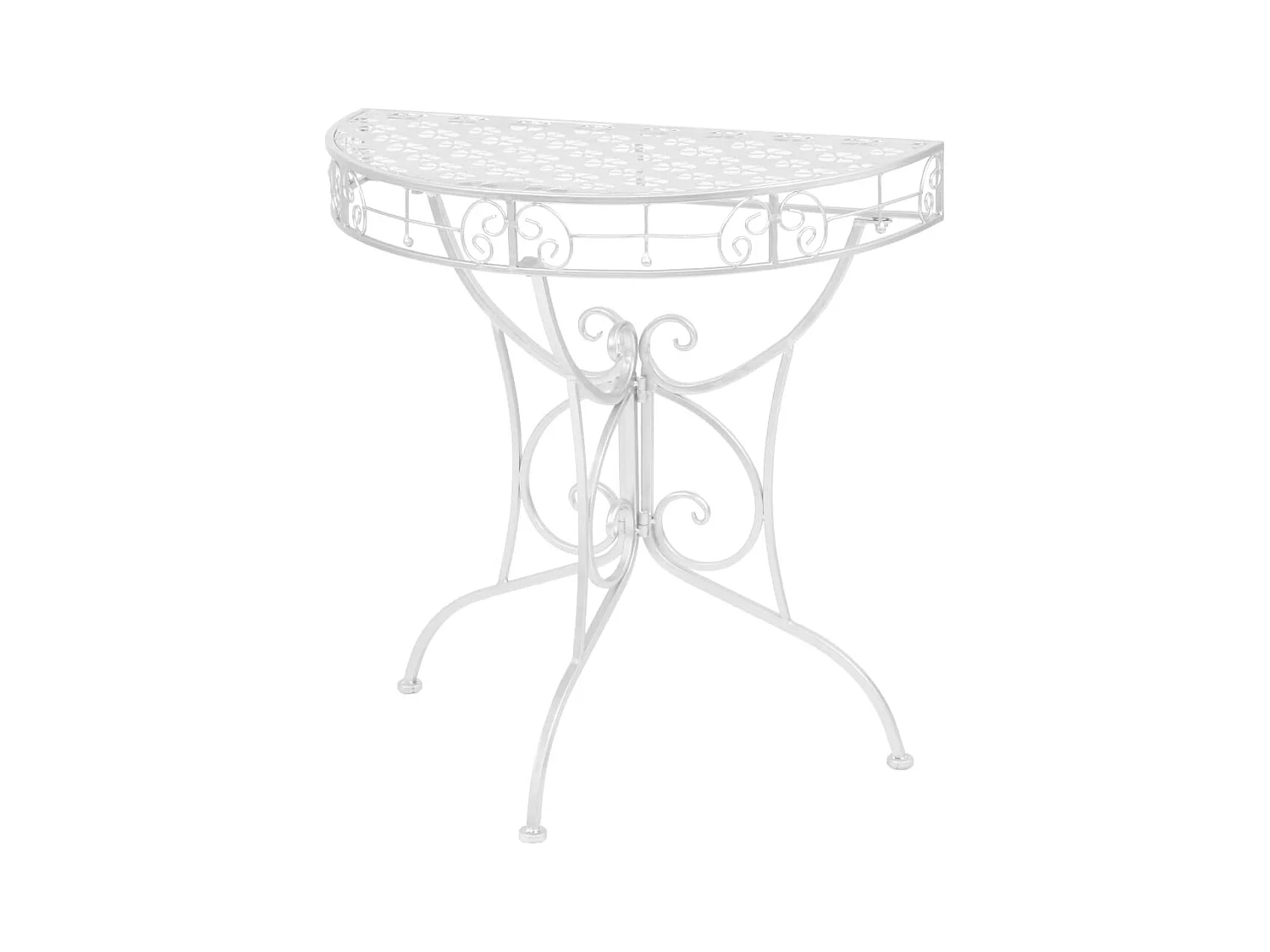 Table d'appoint Vintage Demi-ronde Métal 72x36x74 cm Argenté