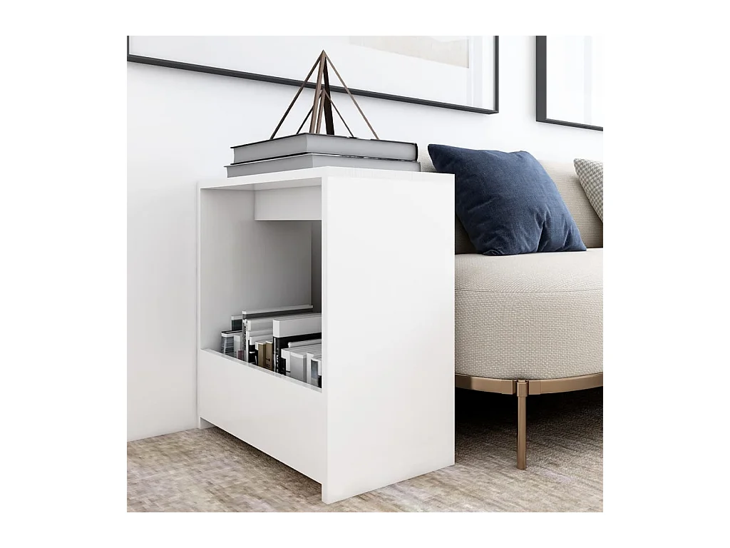 Mesa auxiliar blanca 50x26x50 cm madera de ingeniería