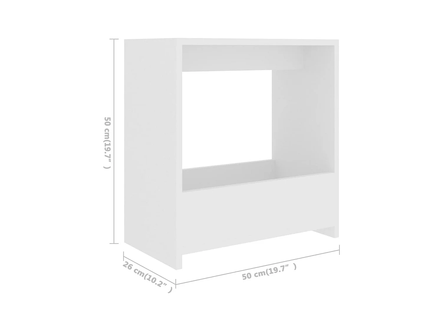 Mesa auxiliar blanca 50x26x50 cm madera de ingeniería