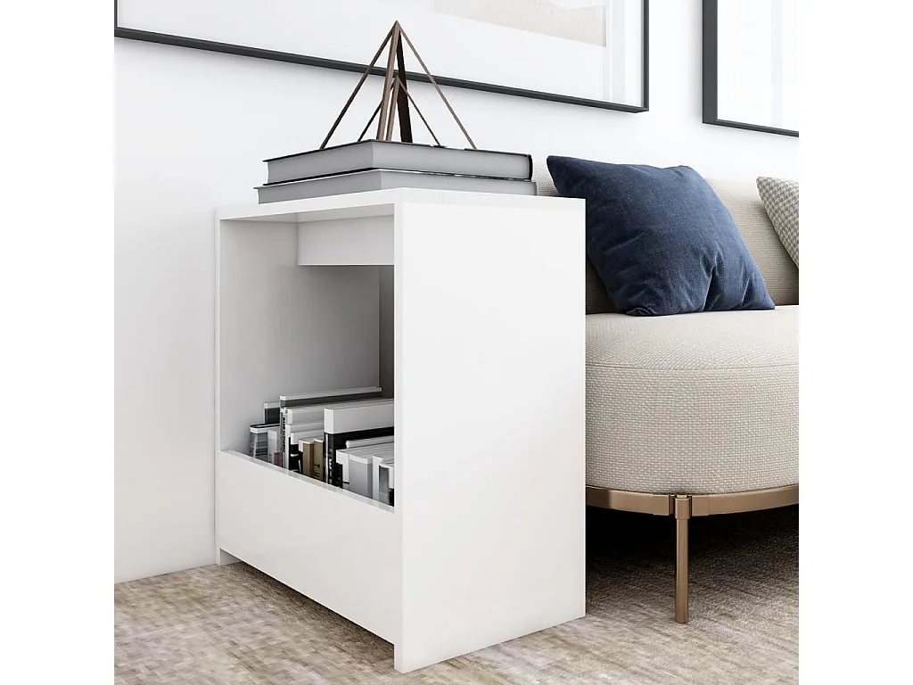 Mesa auxiliar blanca 50x26x50 cm madera de ingeniería