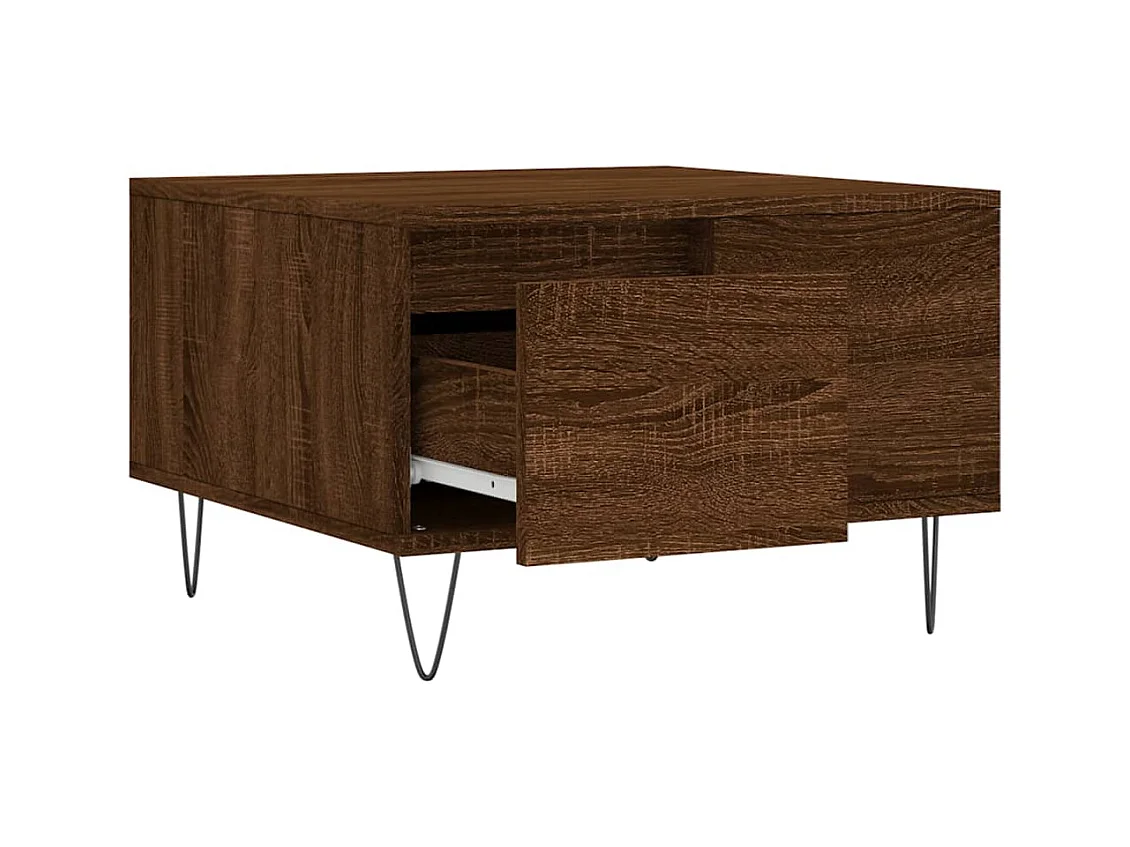 Tavolino da caffè in rovere marrone 55x55x36,5 cm in legno ingegnerizzato