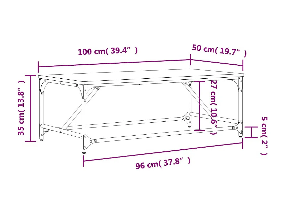 Tavolino da caffè Rovere marrone 100x50x35 cm Legno ingegnerizzato