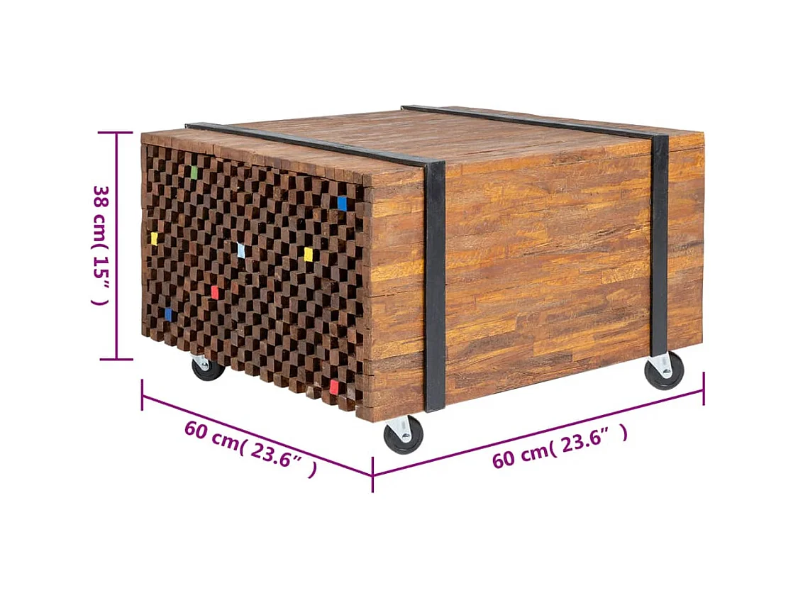 Table d'appoint en teck 60 x 60 x 38 cm