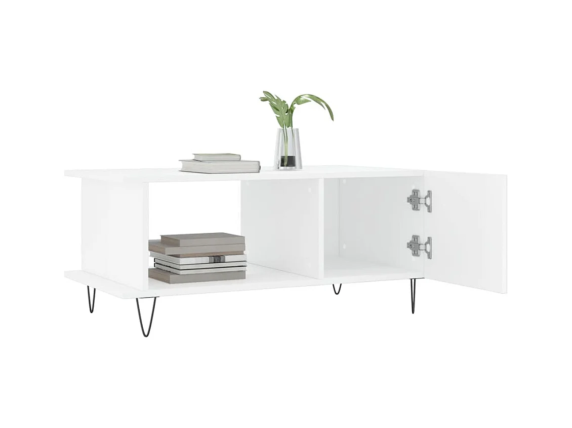 Salontafel Glanzend wit 90x50x40 cm Technisch hout