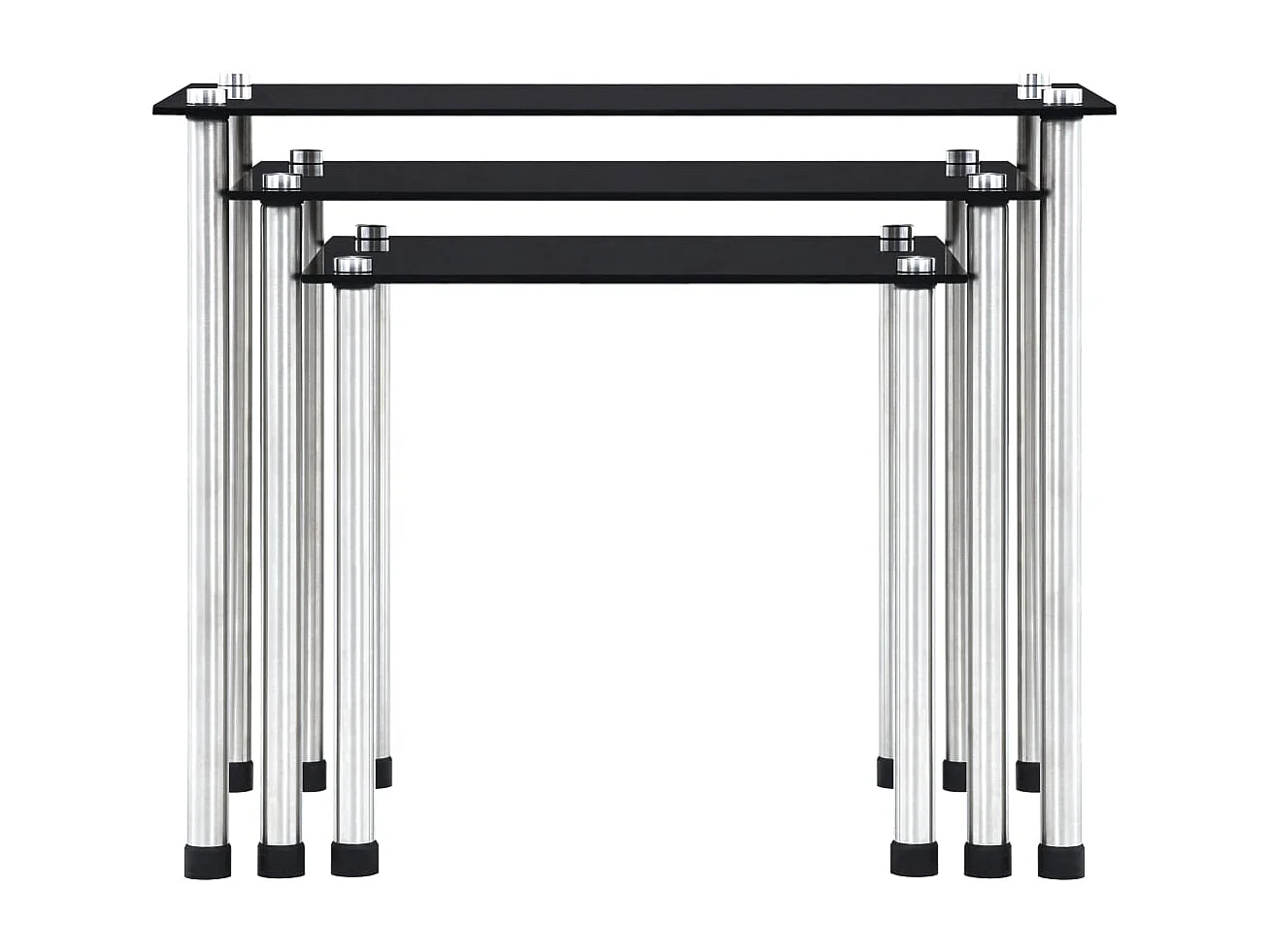 Tables gigognes 3 pcs Noir Verre trempé