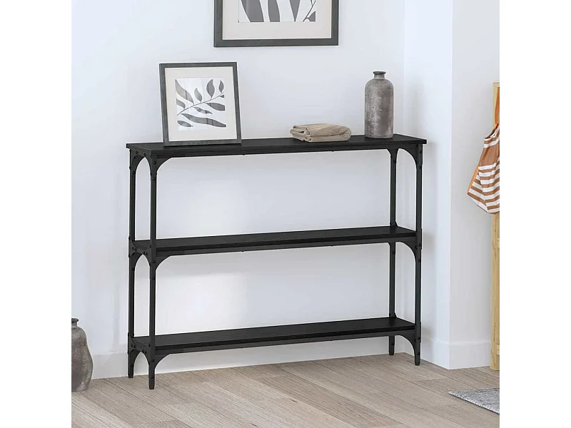Table console avec étagère Chêne noir 100 x 22.5 x 75 cm