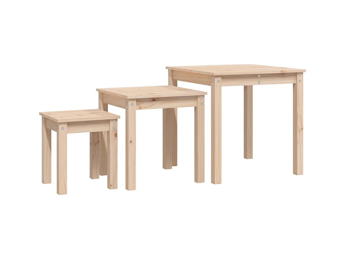 Bijzettafels 3 stuks Massief grenenhout