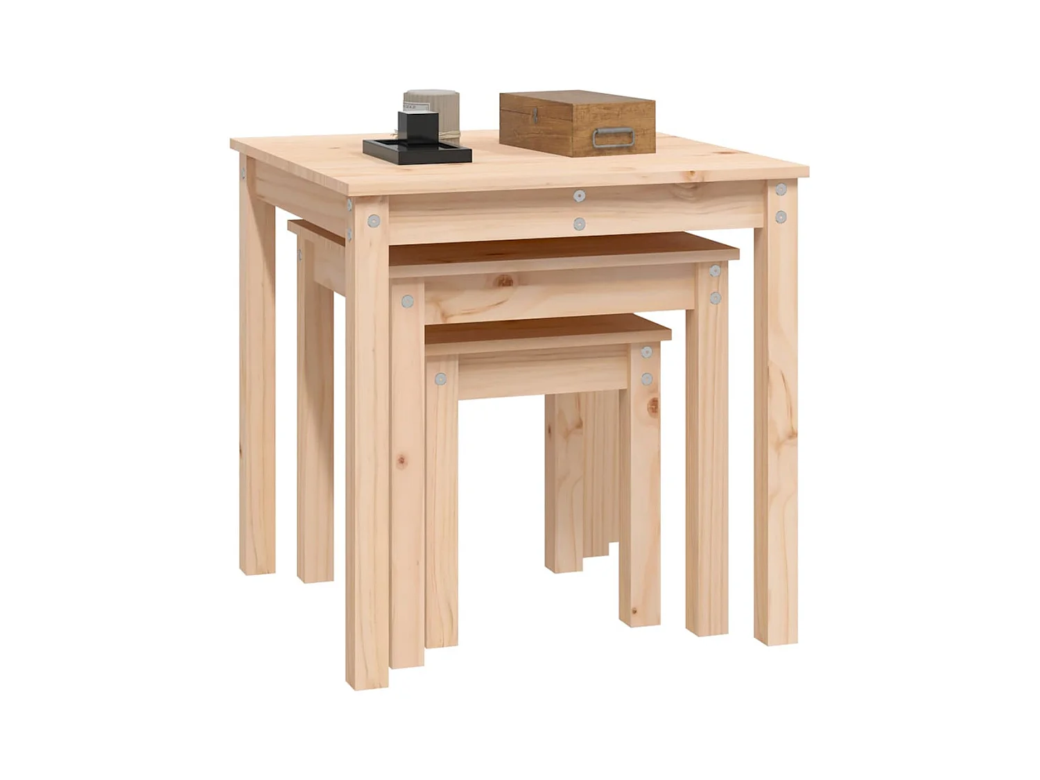 Bijzettafels 3 stuks Massief grenenhout