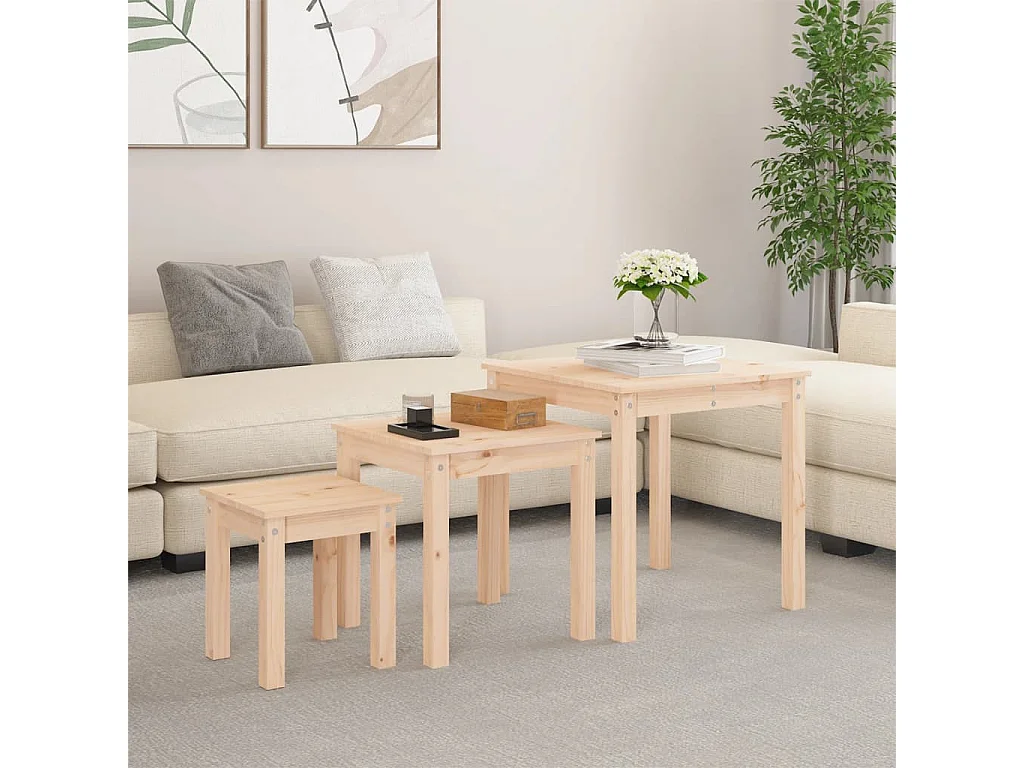 Tables gigognes 3 pcs Bois de pin massif